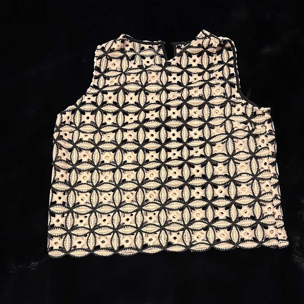 Express Black and Cream Crochet Top EUC Sz L